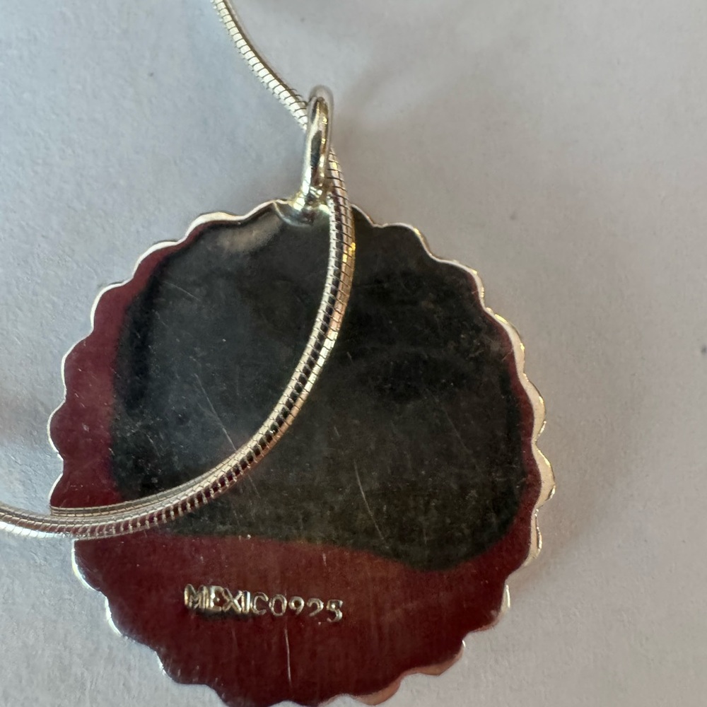 Sterling Silver Religious Pendant Necklace-Blessed Virgin - Picture 3 of 3